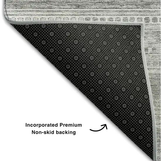 Silver And Gray Southwestern Washable Area Rug With UV Protection Photo 8