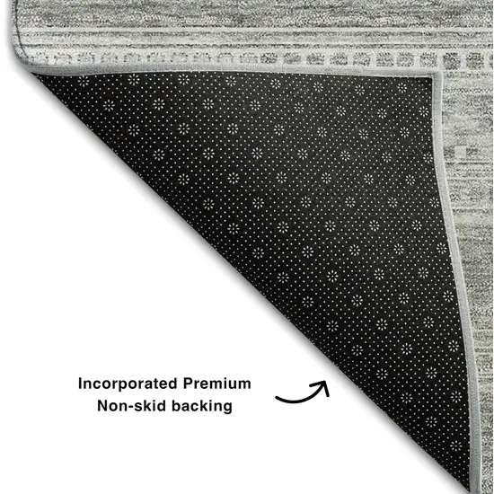 Silver And Gray Southwestern Washable Area Rug With UV Protection Photo 4