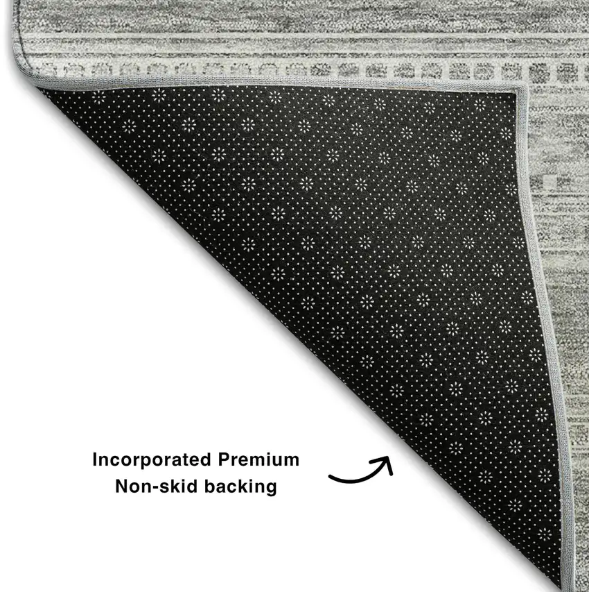 Silver And Gray Southwestern Washable Area Rug With UV Protection Photo 4