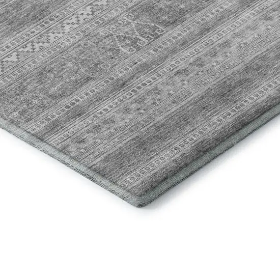 Silver And Gray Southwestern Washable Area Rug With UV Protection Photo 5