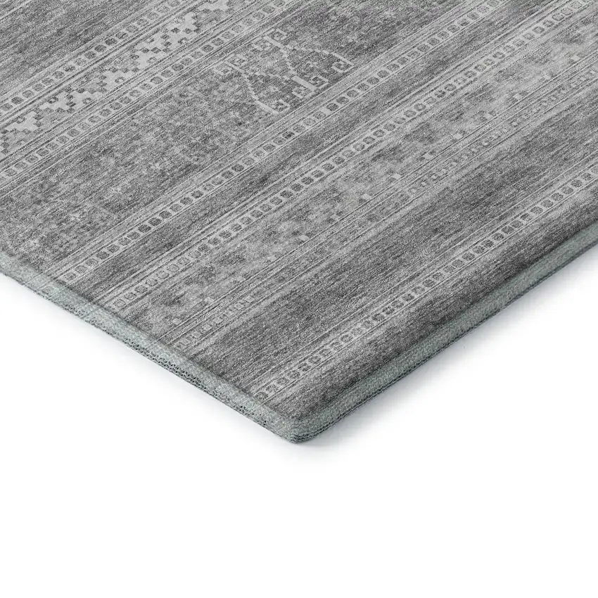 Silver And Gray Southwestern Washable Area Rug With UV Protection Photo 5