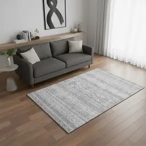 Photo of Silver And Gray Southwestern Washable Area Rug With UV Protection