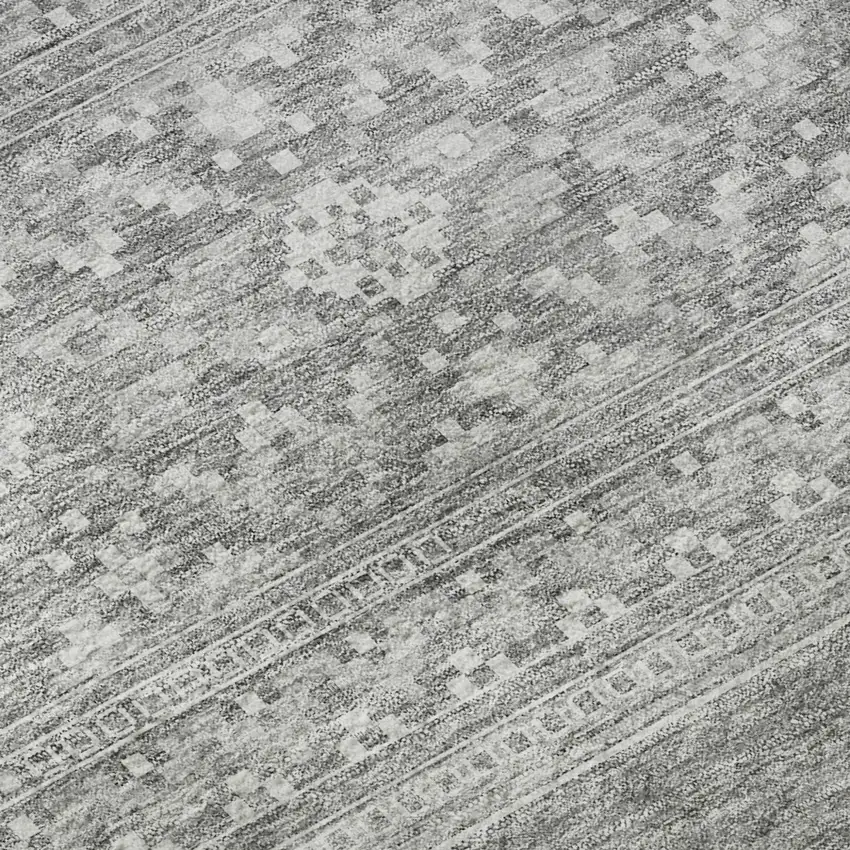 Silver And Gray Southwestern Washable Area Rug With UV Protection Photo 7