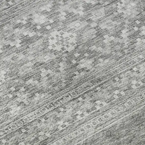 Silver And Gray Southwestern Washable Area Rug With UV Protection Photo 9