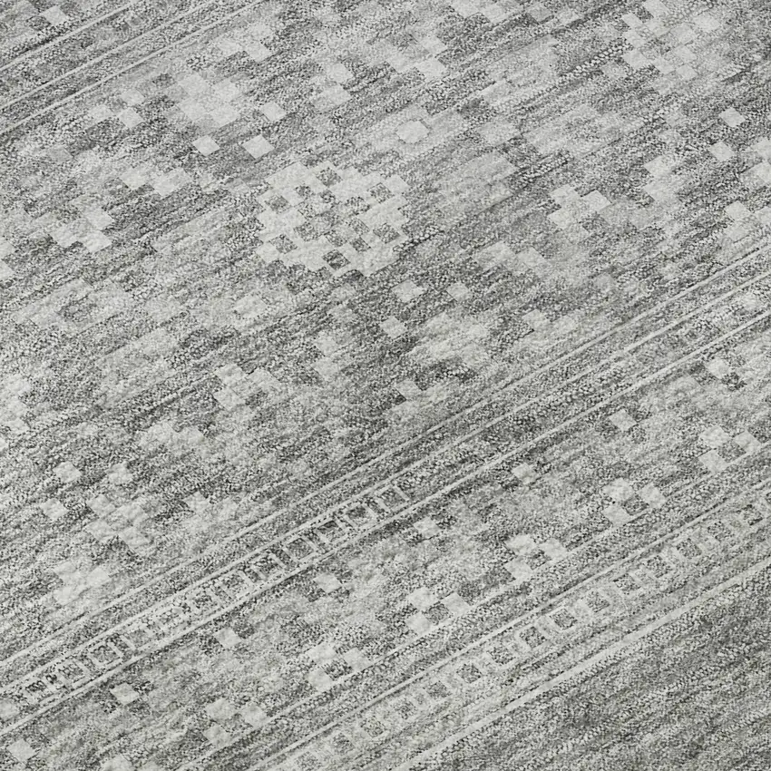 Silver And Gray Southwestern Washable Area Rug With UV Protection Photo 9
