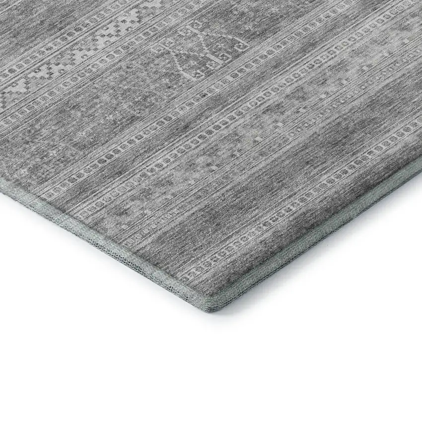 Silver And Gray Southwestern Washable Area Rug With UV Protection Photo 7