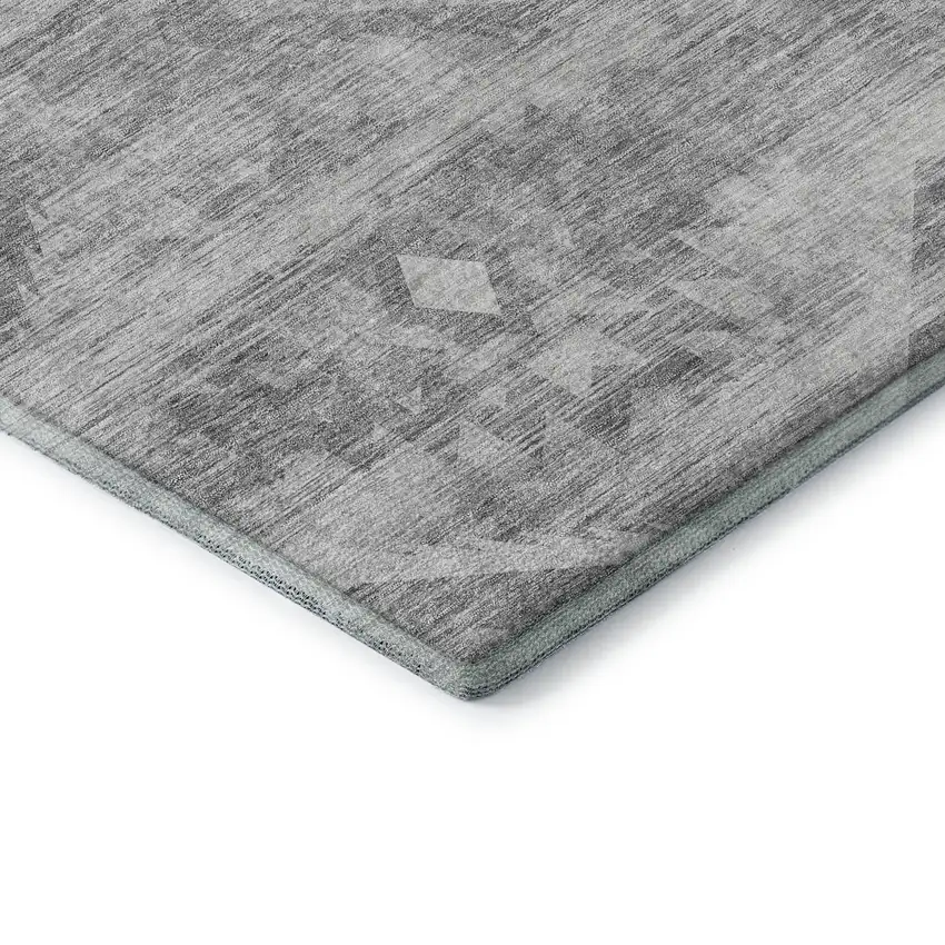 Silver And Gray Southwestern Washable Area Rug With UV Protection Photo 8