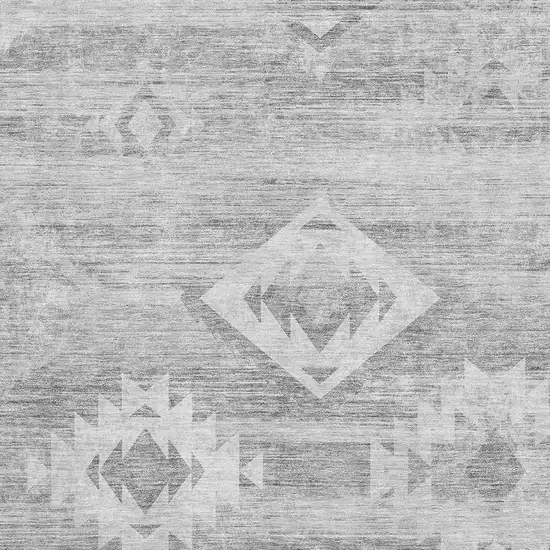 Silver And Gray Southwestern Washable Area Rug With UV Protection Photo 3
