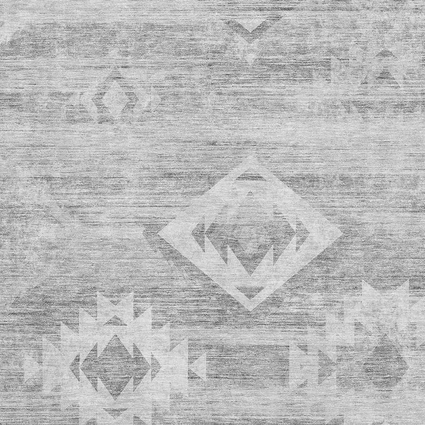Silver And Gray Southwestern Washable Area Rug With UV Protection Photo 3