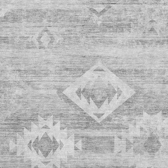 Silver And Gray Southwestern Washable Area Rug With UV Protection Photo 3