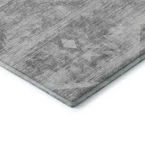 Photo of Silver And Gray Southwestern Washable Area Rug With UV Protection