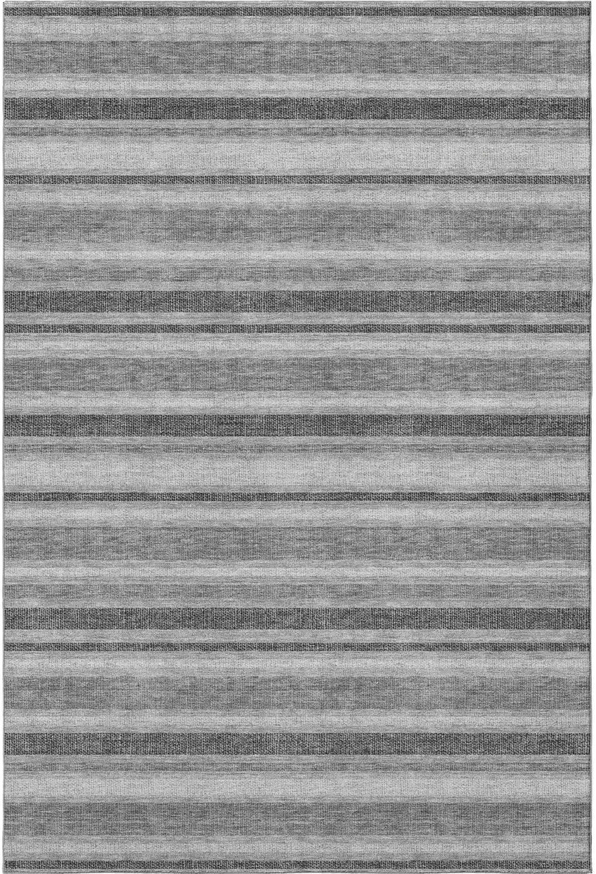 Silver And Gray Striped Washable Area Rug With UV Protection Photo 4