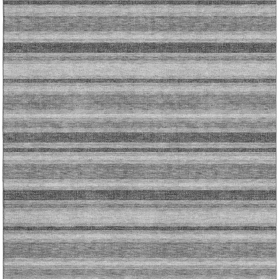 Silver And Gray Striped Washable Area Rug With UV Protection Photo 4