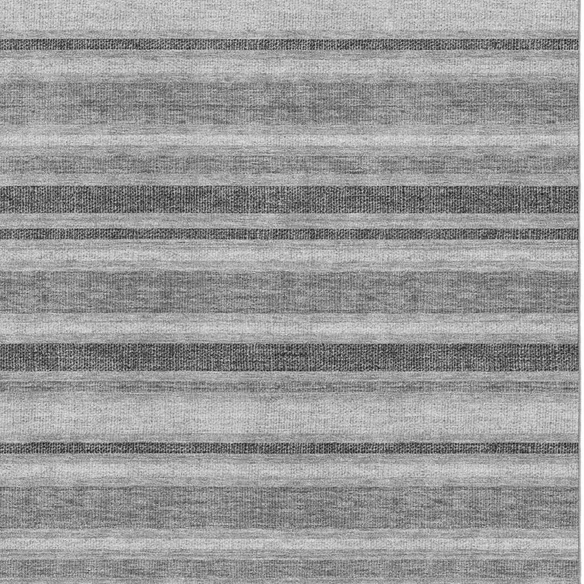 Silver And Gray Striped Washable Area Rug With UV Protection Photo 3