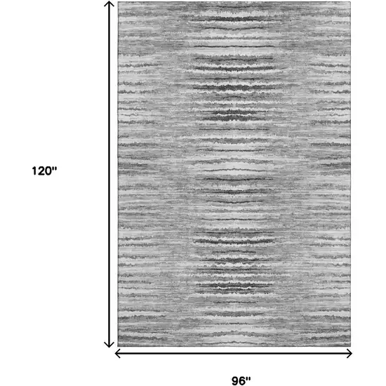 Silver And Gray Striped Washable Area Rug With UV Protection Photo 6