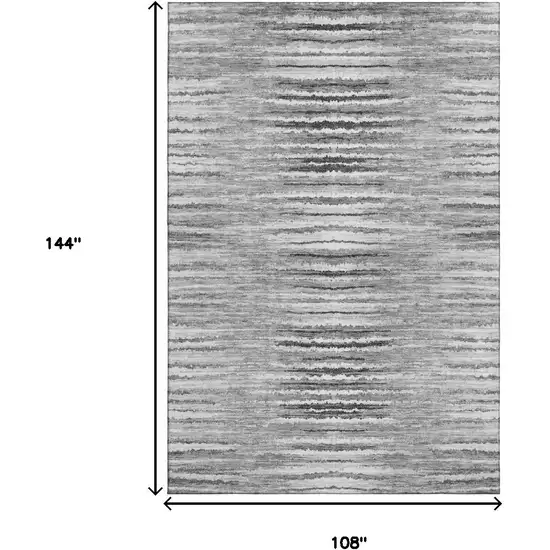 Silver And Gray Striped Washable Area Rug With UV Protection Photo 6