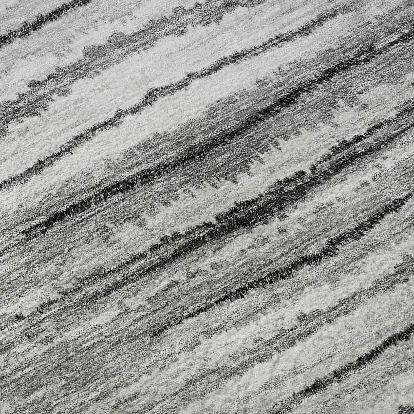 Silver And Gray Striped Washable Area Rug With UV Protection Photo 9