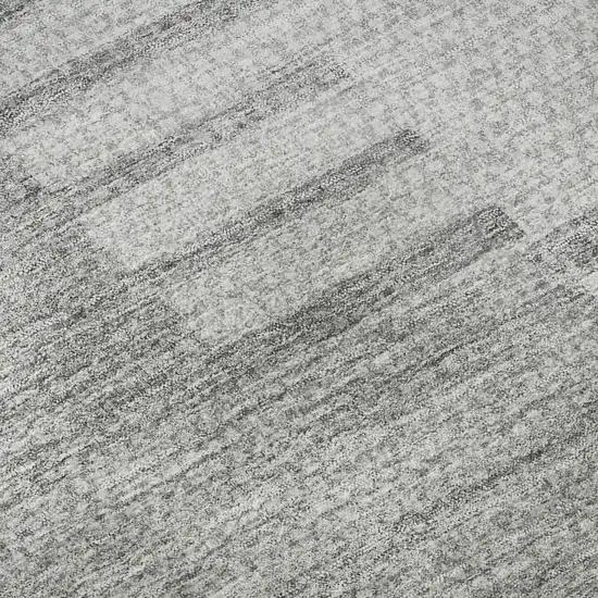 Silver And Gray Striped Washable Area Rug With UV Protection Photo 9