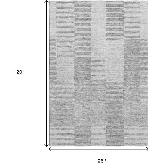 Silver And Gray Striped Washable Area Rug With UV Protection Photo 3