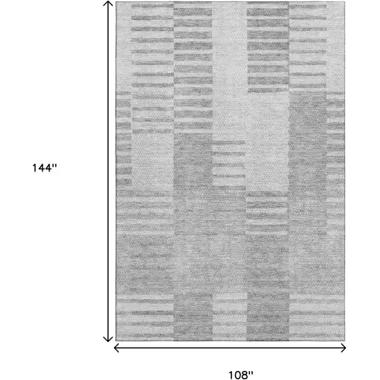 Silver And Gray Striped Washable Area Rug With UV Protection Photo 3