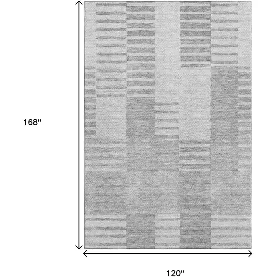 Silver And Gray Striped Washable Area Rug With UV Protection Photo 3