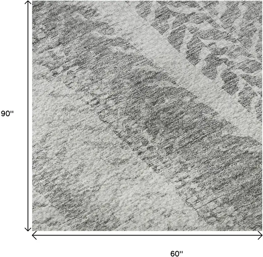 Silver And Gray Striped Washable Area Rug With UV Protection Photo 9