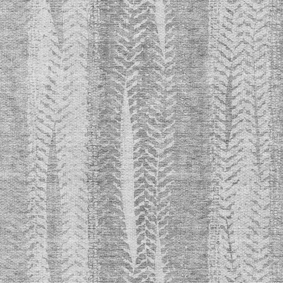 Silver And Gray Striped Washable Area Rug With UV Protection Photo 4