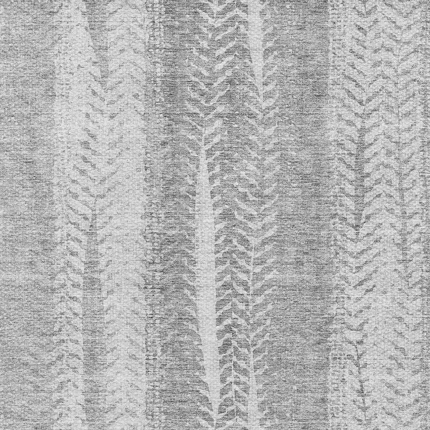Silver And Gray Striped Washable Area Rug With UV Protection Photo 4