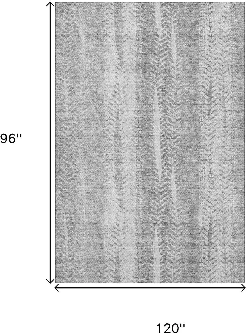 Silver And Gray Striped Washable Area Rug With UV Protection Photo 3