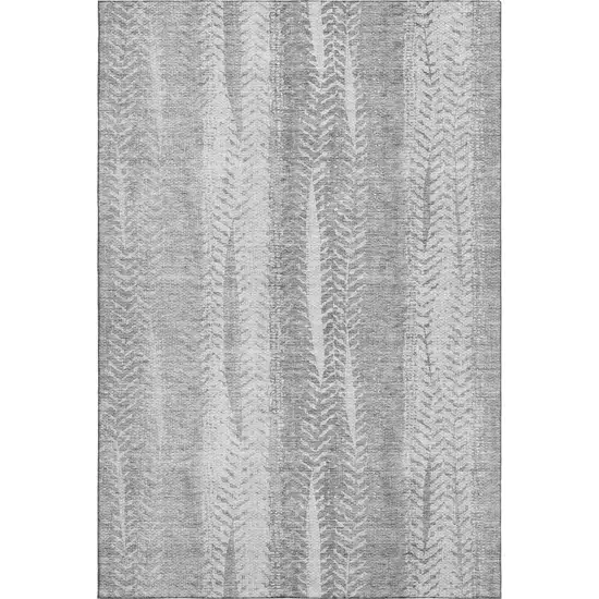Silver And Gray Striped Washable Area Rug With UV Protection Photo 6