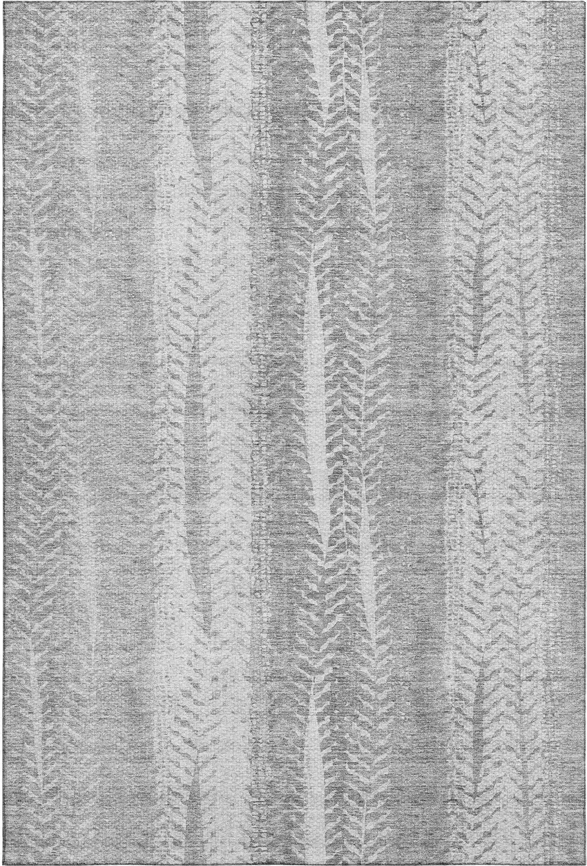 Silver And Gray Striped Washable Area Rug With UV Protection Photo 6