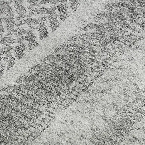 Silver And Gray Striped Washable Area Rug With UV Protection Photo 3