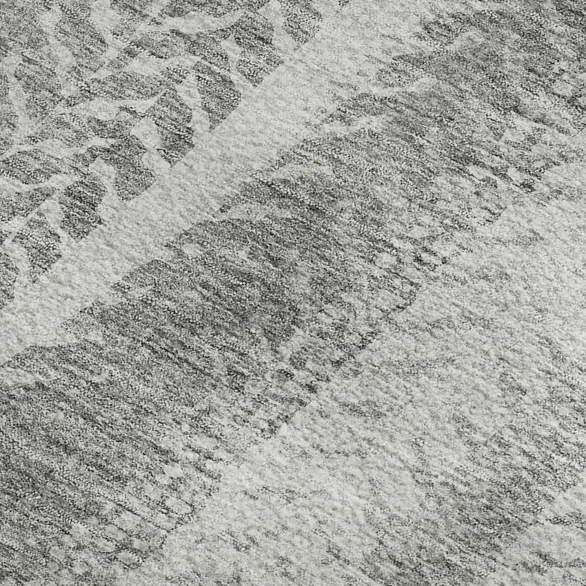 Silver And Gray Striped Washable Area Rug With UV Protection Photo 3