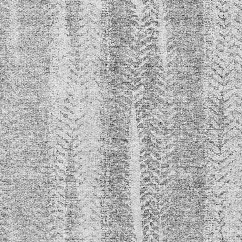 Silver And Gray Striped Washable Area Rug With UV Protection Photo 4