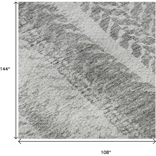 Silver And Gray Striped Washable Area Rug With UV Protection Photo 9