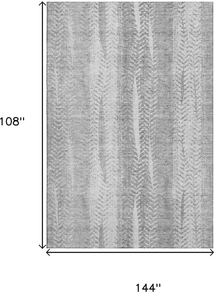 Silver And Gray Striped Washable Area Rug With UV Protection Photo 3