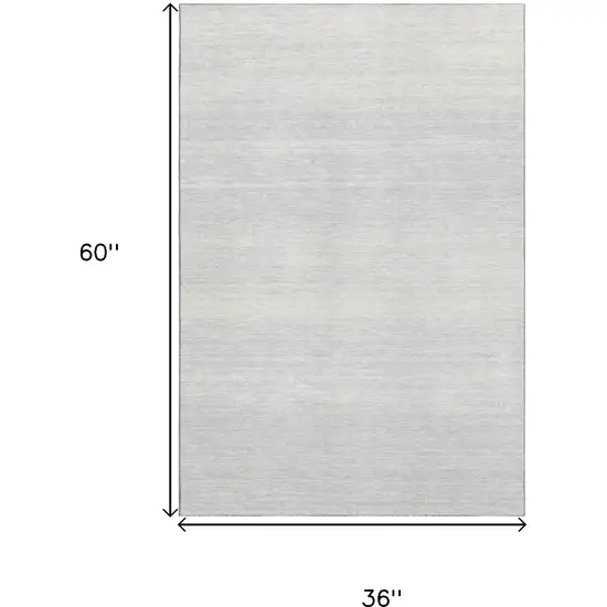 Silver And Gray Striped Washable Area Rug With UV Protection Photo 3