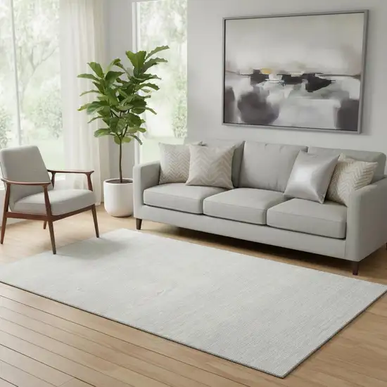 Silver And Gray Striped Washable Area Rug With UV Protection Photo 1