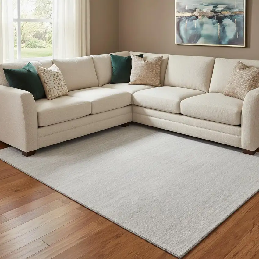 Silver And Gray Striped Washable Area Rug With UV Protection Photo 1