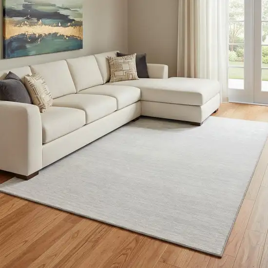 Silver And Gray Striped Washable Area Rug With UV Protection Photo 1