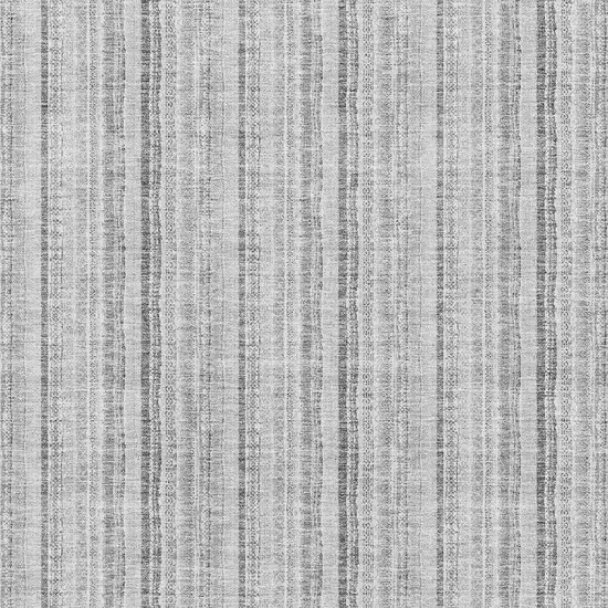 Silver And Gray Striped Washable Area Rug With UV Protection Photo 2