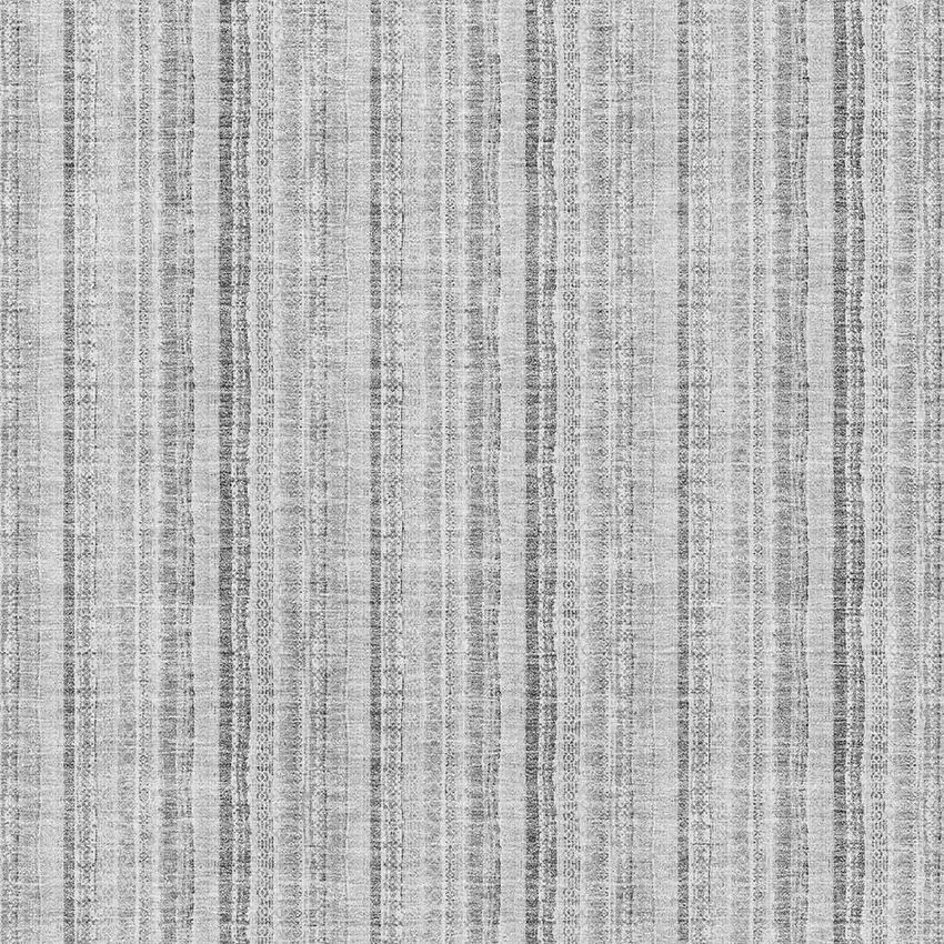 Silver And Gray Striped Washable Area Rug With UV Protection Photo 2