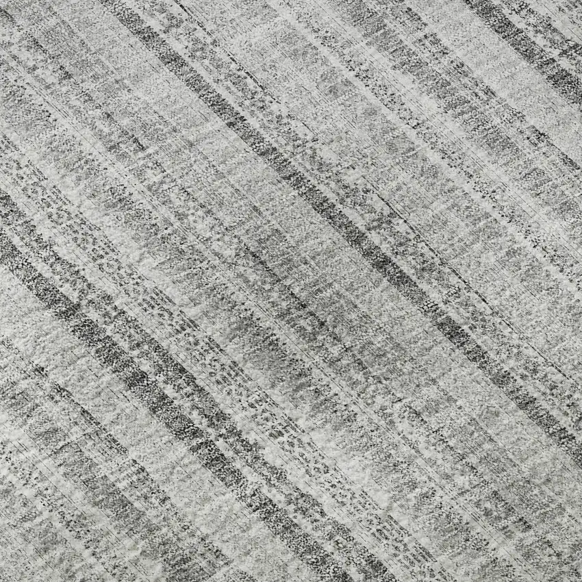 Silver And Gray Striped Washable Area Rug With UV Protection Photo 9