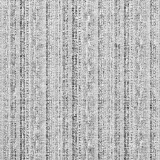 Silver And Gray Striped Washable Area Rug With UV Protection Photo 2