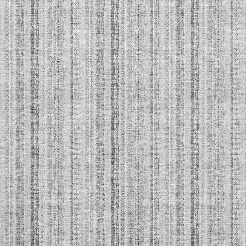 Silver And Gray Striped Washable Area Rug With UV Protection Photo 2