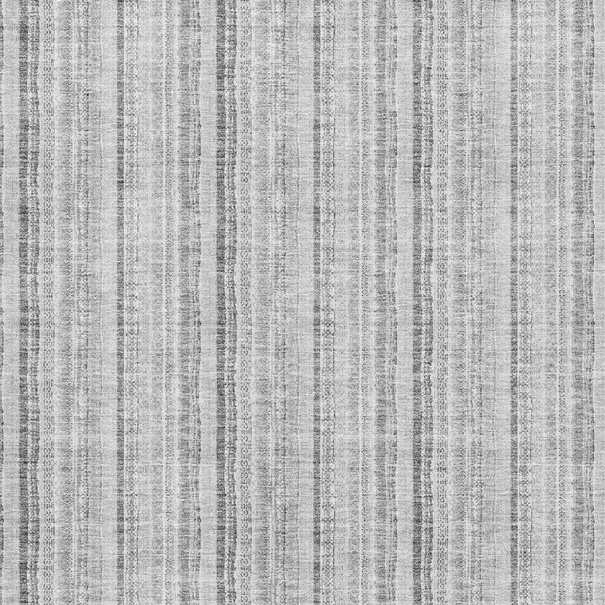 Silver And Gray Striped Washable Area Rug With UV Protection Photo 2