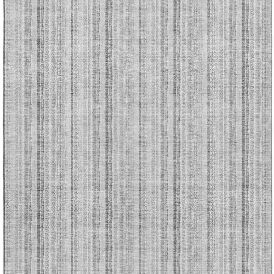 Silver And Gray Striped Washable Area Rug With UV Protection Photo 3