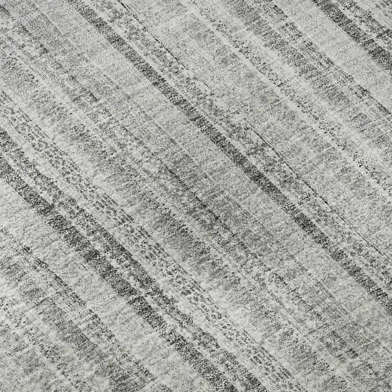 Silver And Gray Striped Washable Area Rug With UV Protection Photo 9