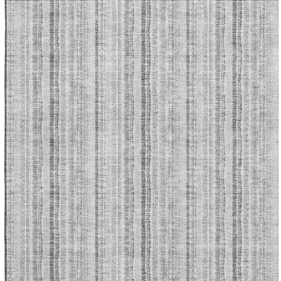 Silver And Gray Striped Washable Area Rug With UV Protection Photo 2