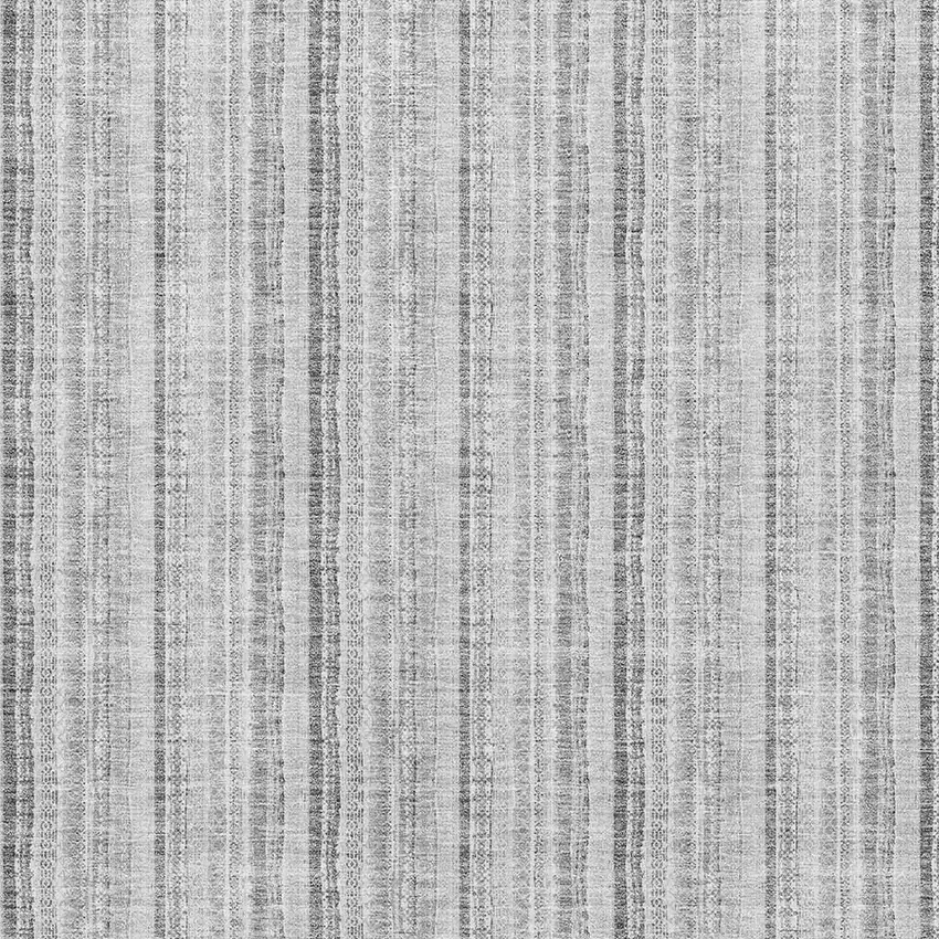 Silver And Gray Striped Washable Area Rug With UV Protection Photo 2